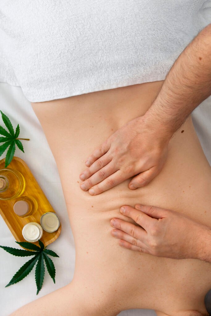 top view patient getting cbd treatment top view patient getting cbd treatment